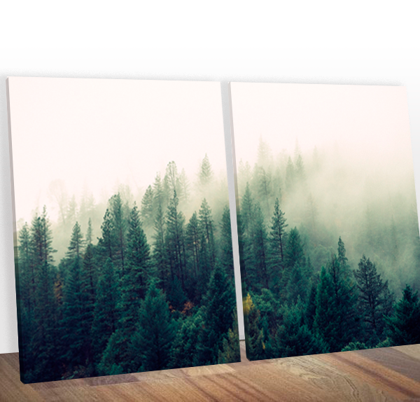 Quadro decorativo canvas Trees in Winter - Kit com 2 quadros