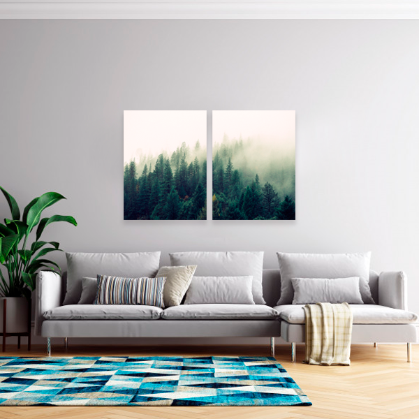 Quadro decorativo canvas Trees in Winter - Kit com 2 quadros - Imagem 2