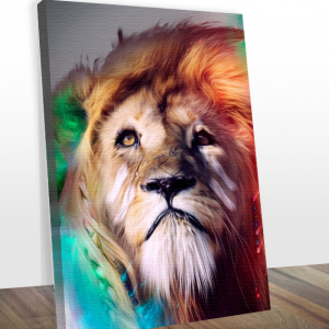 Quadro leão colorido, quadro de leão, quadro decorativo leão