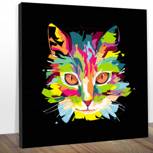 Quadro decorativo Gato linear com moldura de madeira  Embroidered canvas  art, Cat tattoo, Line art drawings
