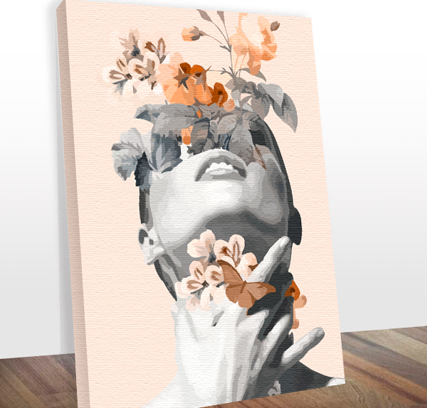 Quadro de mulher com flores na cabeça