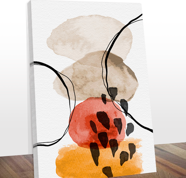 Quadro abstrato moderno vermelho com amarelo