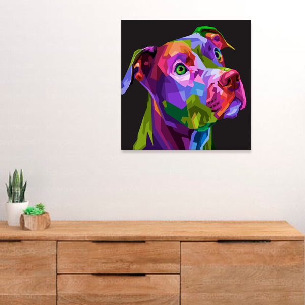 Quadro decorativo canvas PitBull estilizado colorido - Imagem 3