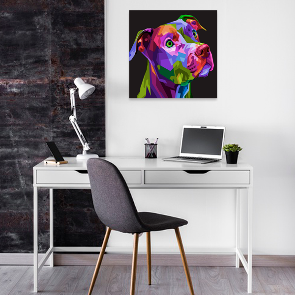 Quadro decorativo canvas PitBull estilizado colorido - Imagem 4