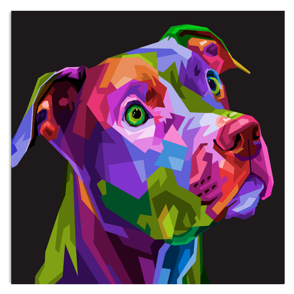 Quadro decorativo canvas PitBull estilizado colorido - Imagem 2