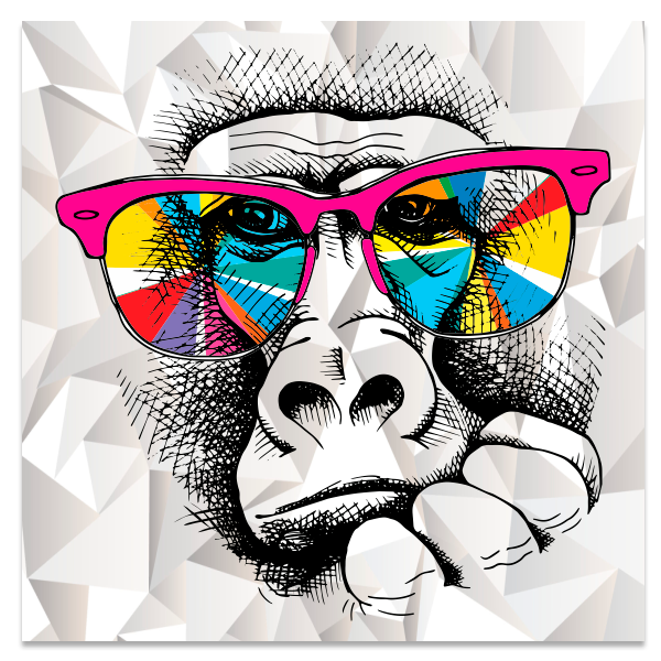 Quadro decorativo canvas Monkey colors estilizado - Imagem 3