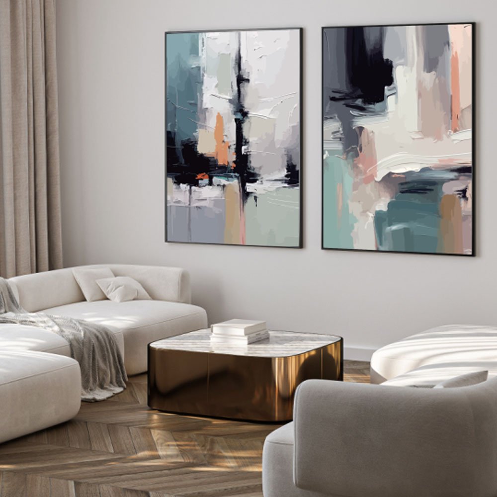 Quadro decorativo duo elegante abstract painting - Imagem 2