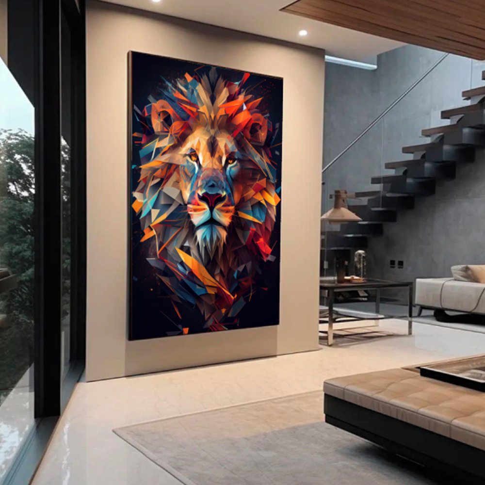 Quadro de leão colorido