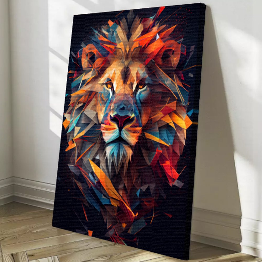 Quadro decorativo leão abstrato colorido - Imagem 4