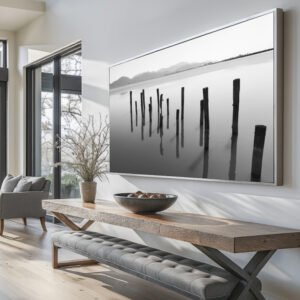 Quadro decorativo paisagem preto e branco