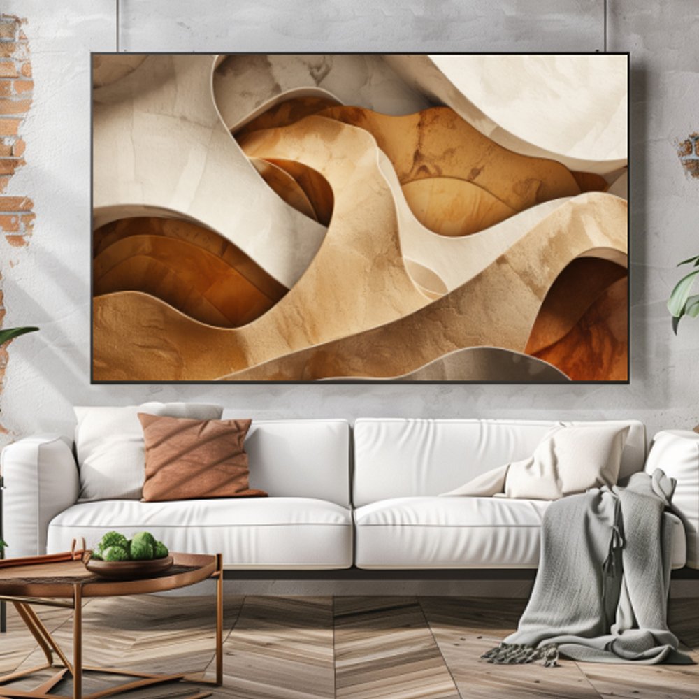 Quadro abstrato orgânico com formas e textura