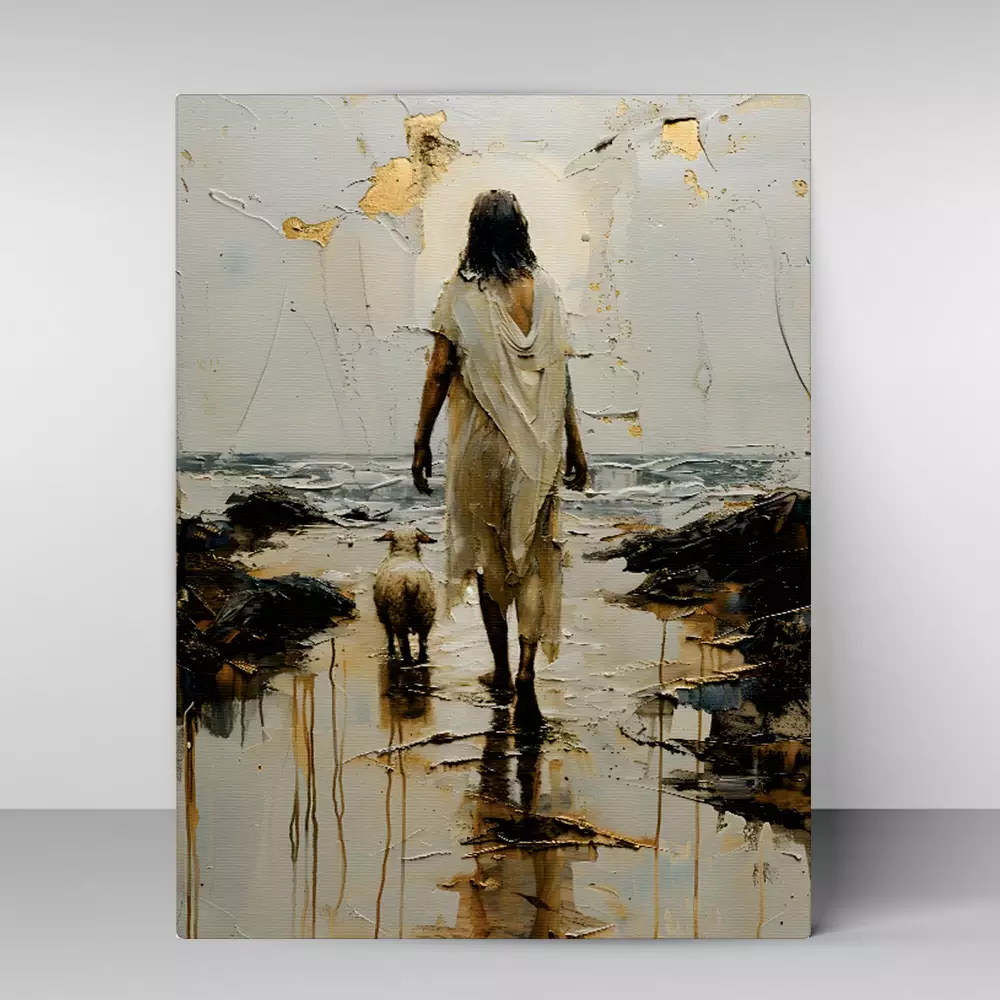 Quadro decorativo Jesus e a ovelha - Imagem 3