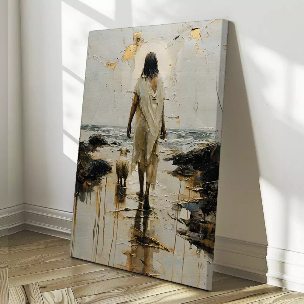 Quadro decorativo Jesus e a ovelha - Imagem 2