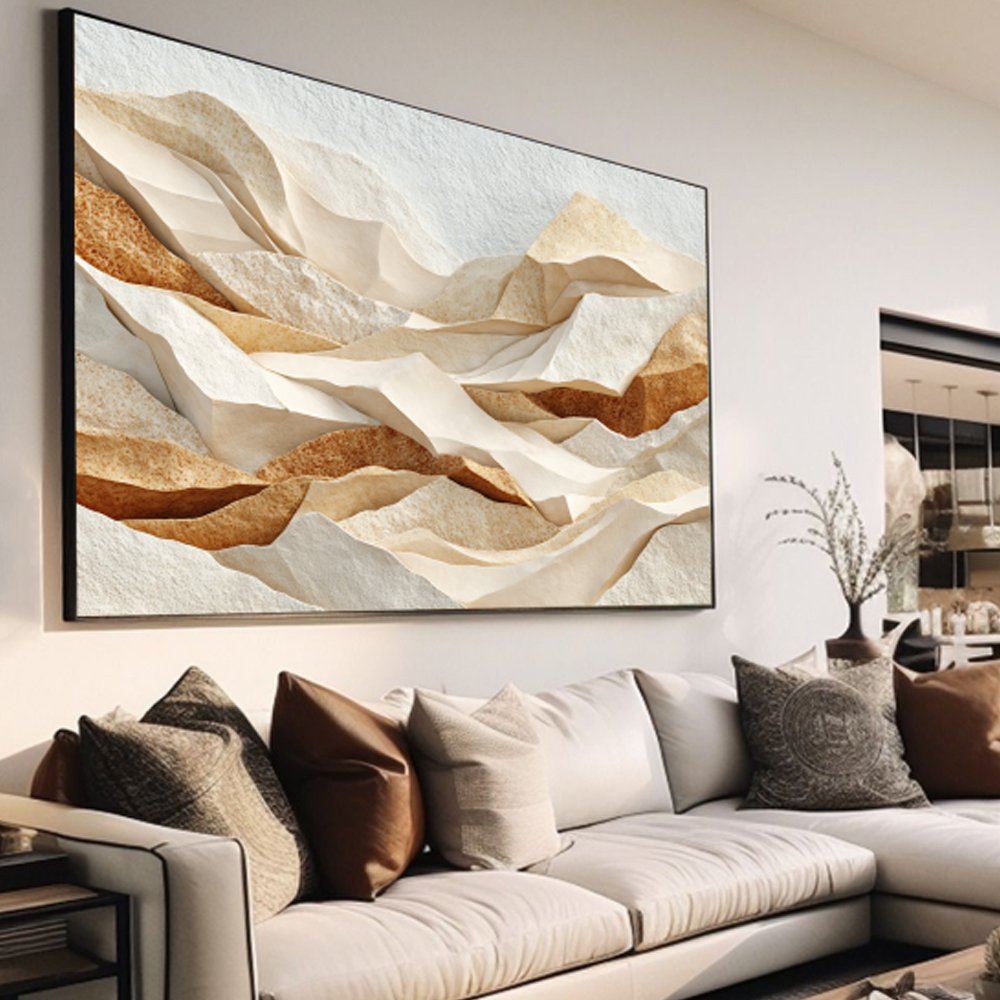 Quadro Abstrato Texturizado em Tons Terrosos para Sala Moderna - Imagem 2