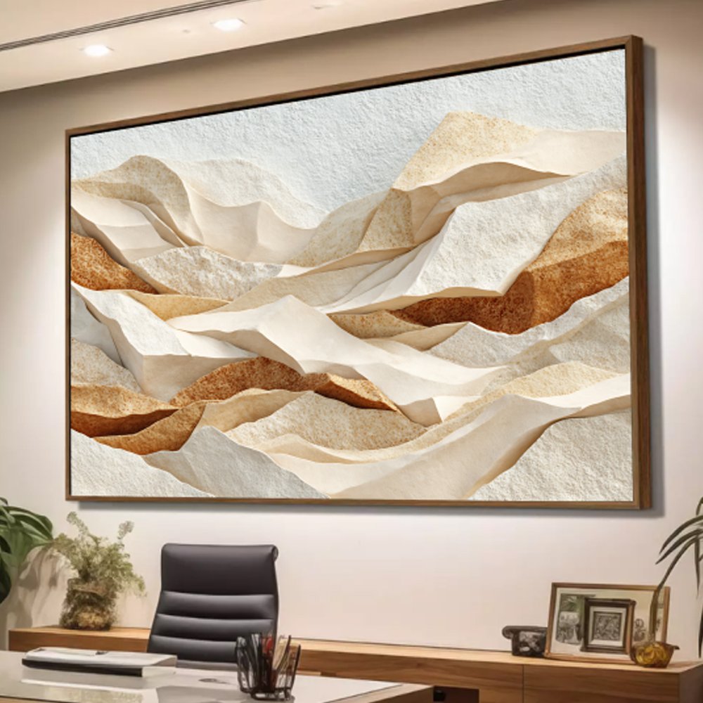 Quadro abstrato texturizado em tons terrosos