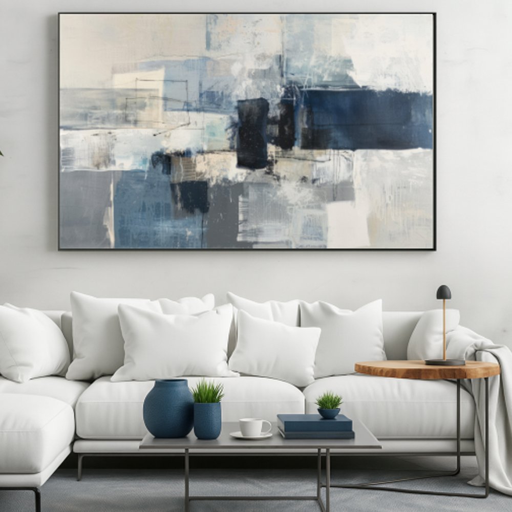 Quadro decorativo abstrato azul médio - Imagem 2