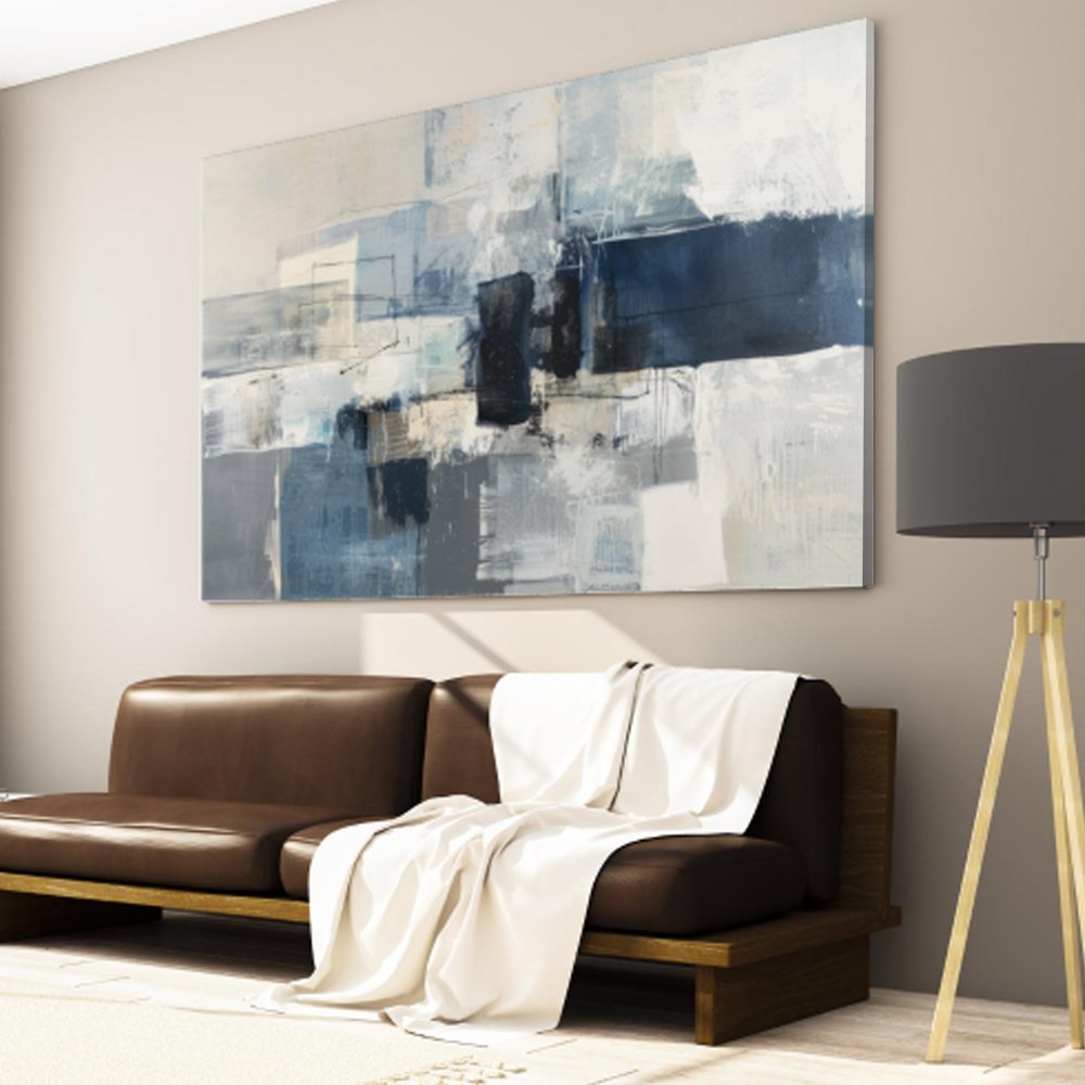 Quadro abstrato azul grande