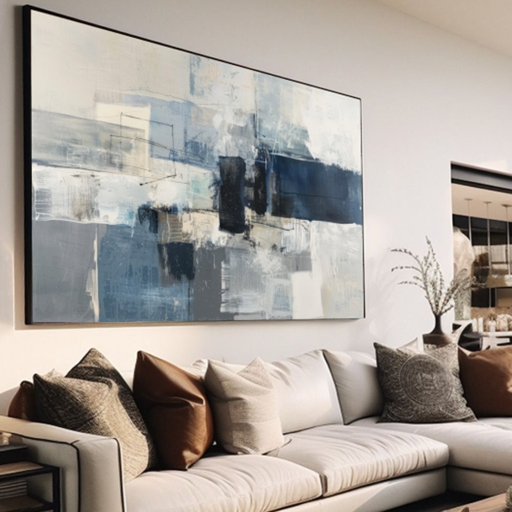 Quadro decorativo abstrato azul médio - Imagem 3