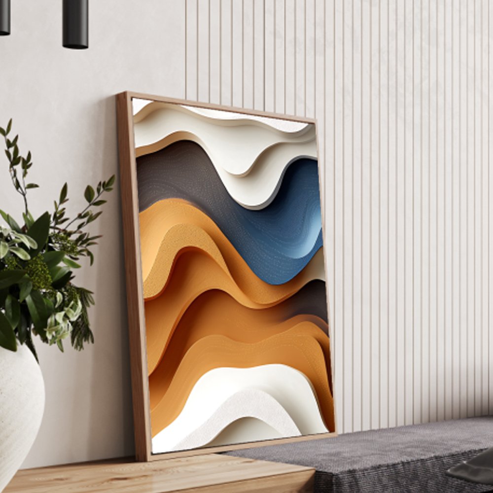 Quadro abstrato 3D ondas orgânicas – Arte contemporânea em camadas - Imagem 2
