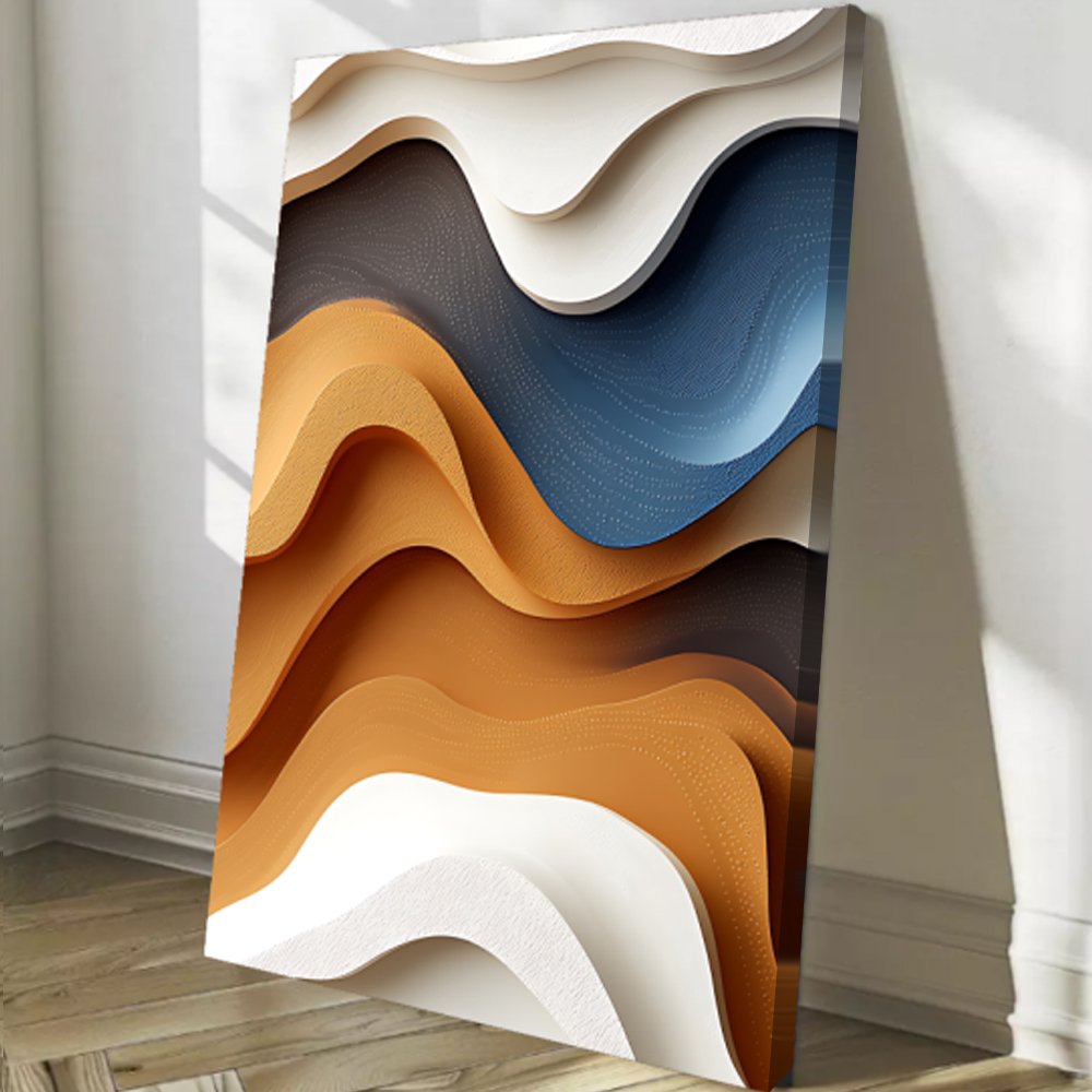 Quadro abstrato 3D ondas orgânicas – Arte contemporânea em camadas - Imagem 4
