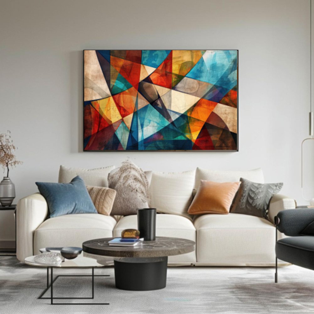 Quadro decorativo abstrato geométrico colorido - Imagem 2