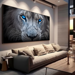 Quadro decorativo Leão de olhos azuis