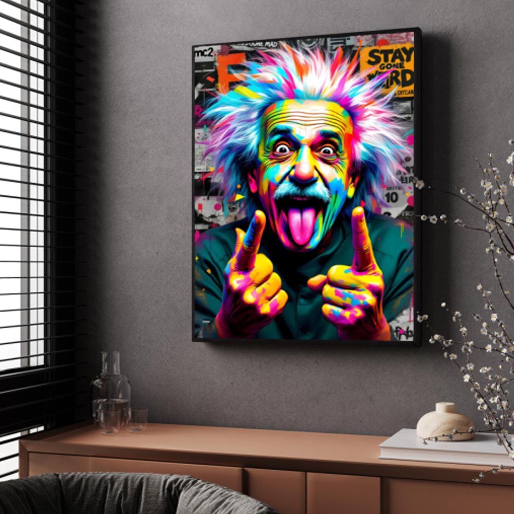 Quadro Einstein Pop Art Colorido – Arte Moderna Criativa - Imagem 2