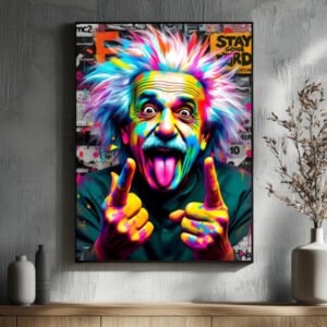 Quadro Einstein Pop Art Colorido – Arte Moderna Criativa