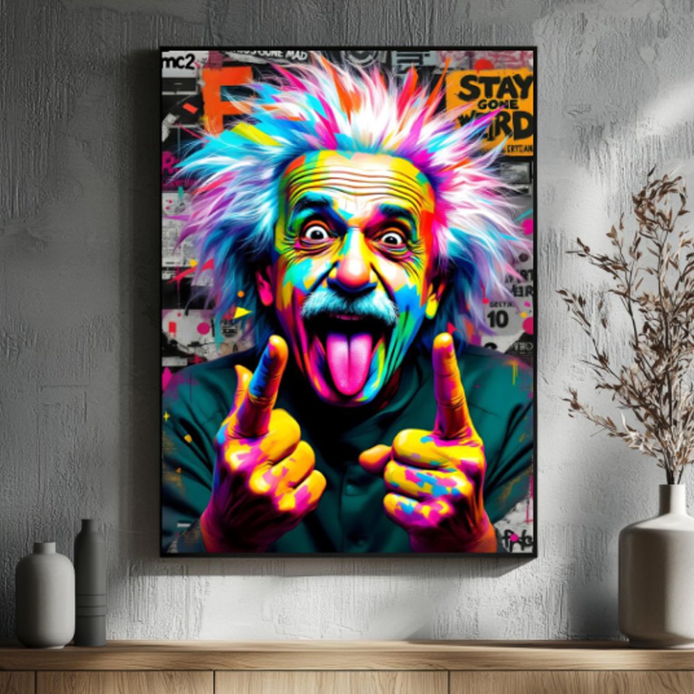 Quadro Einstein Pop Art Colorido – Arte Moderna Criativa