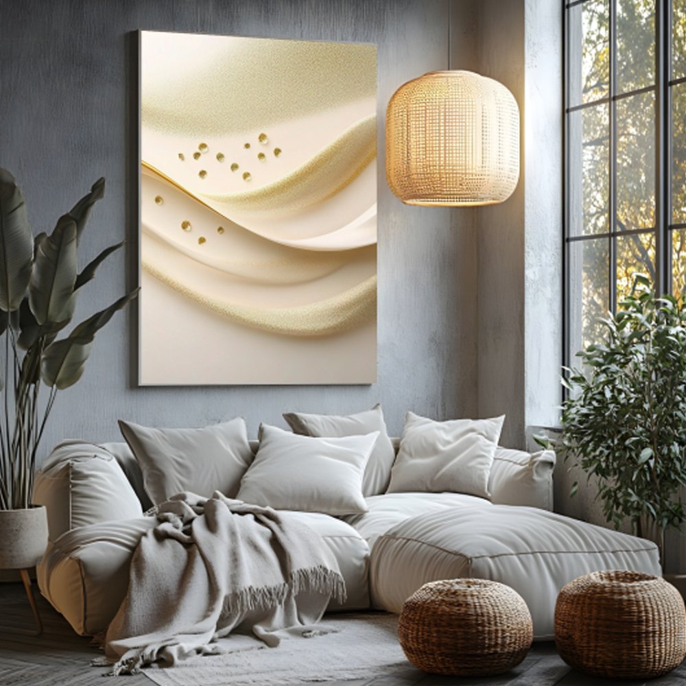 Quadro Abstrato Minimalista Dourado