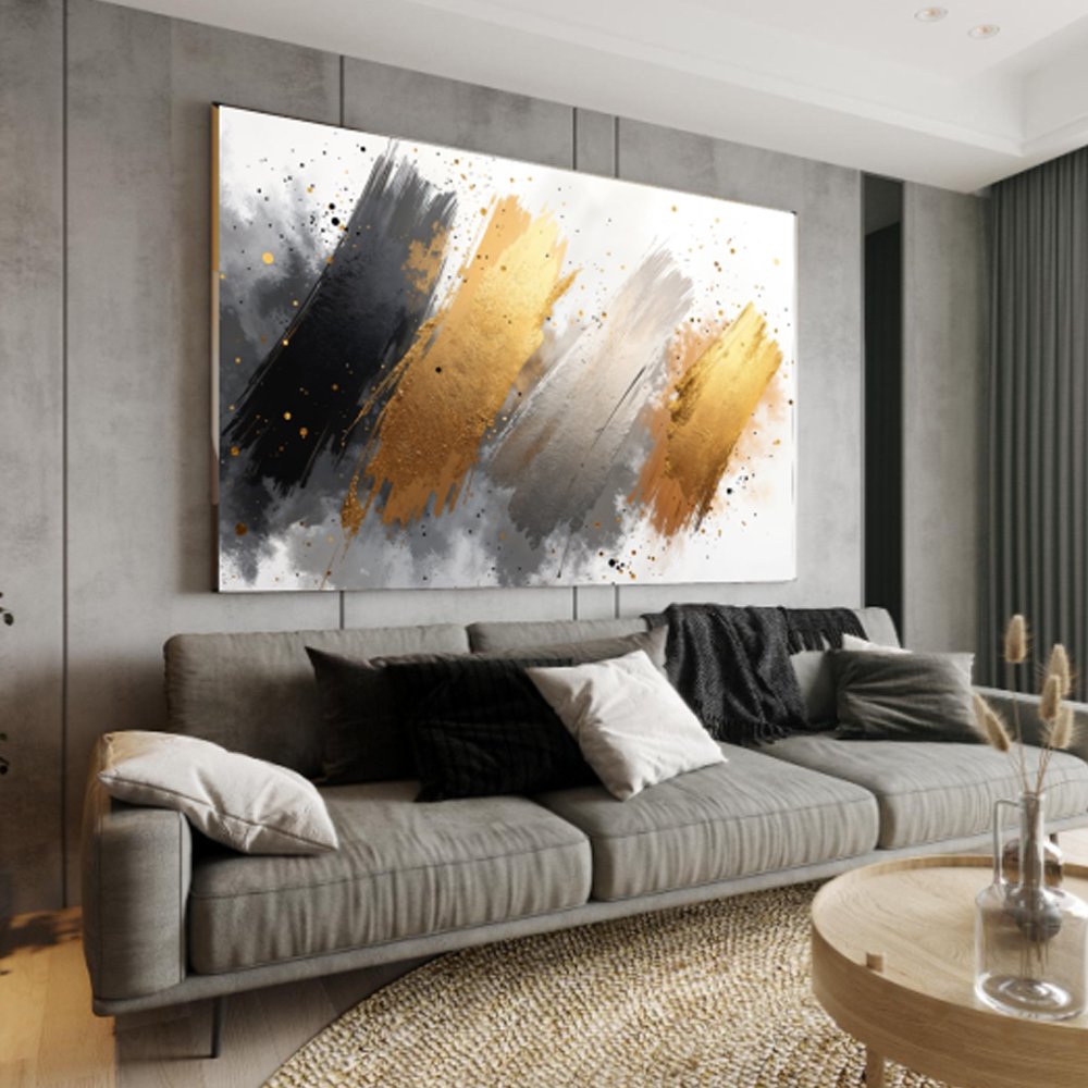 Quadro Abstrato Moderno Dourado