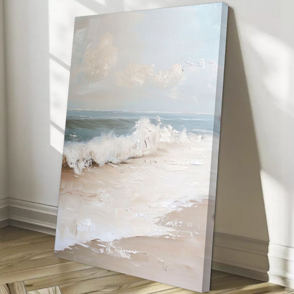 Quadro decorativo de praia com textura artística calmaria do mar - Imagem 4