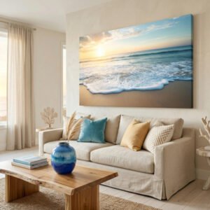 Quadro Decorativo Paisagem de Praia / Mar ao Pôr do Sol