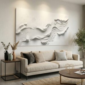 Quadro abstrato branco minimalista