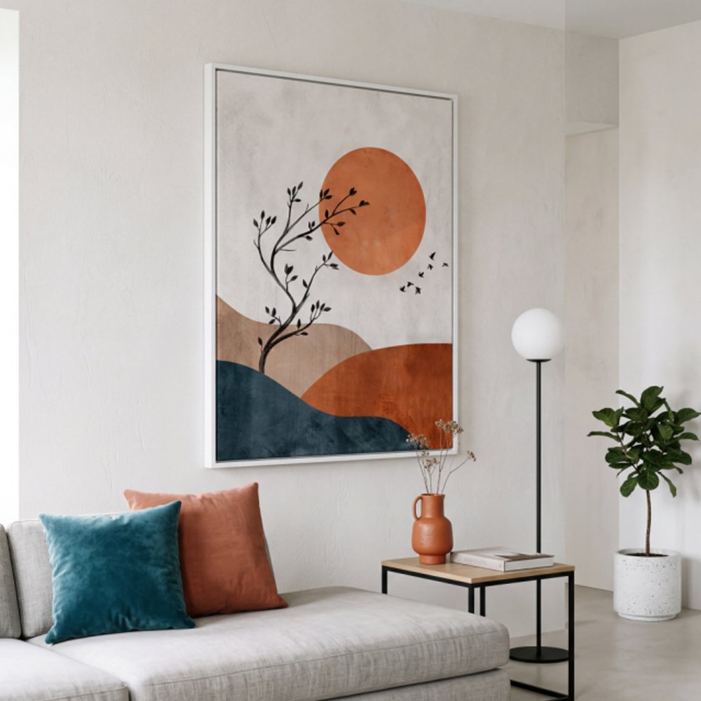 Quadro abstrato minimalista com sol – Arte moderna decorativa - Imagem 4